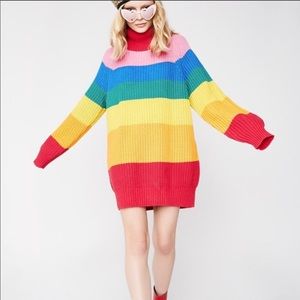 Lazy Oaf Rainbow Roll Neck Jumper Sweater